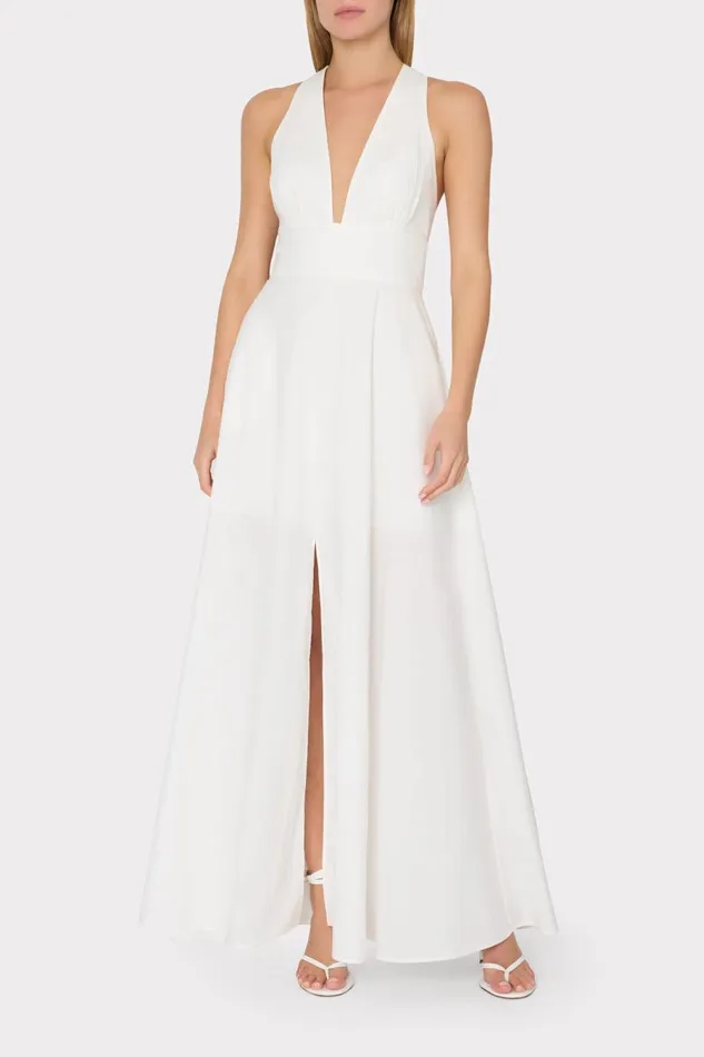 Women Swim and Coverups Milly Catarina Poplin Maxi Dress White