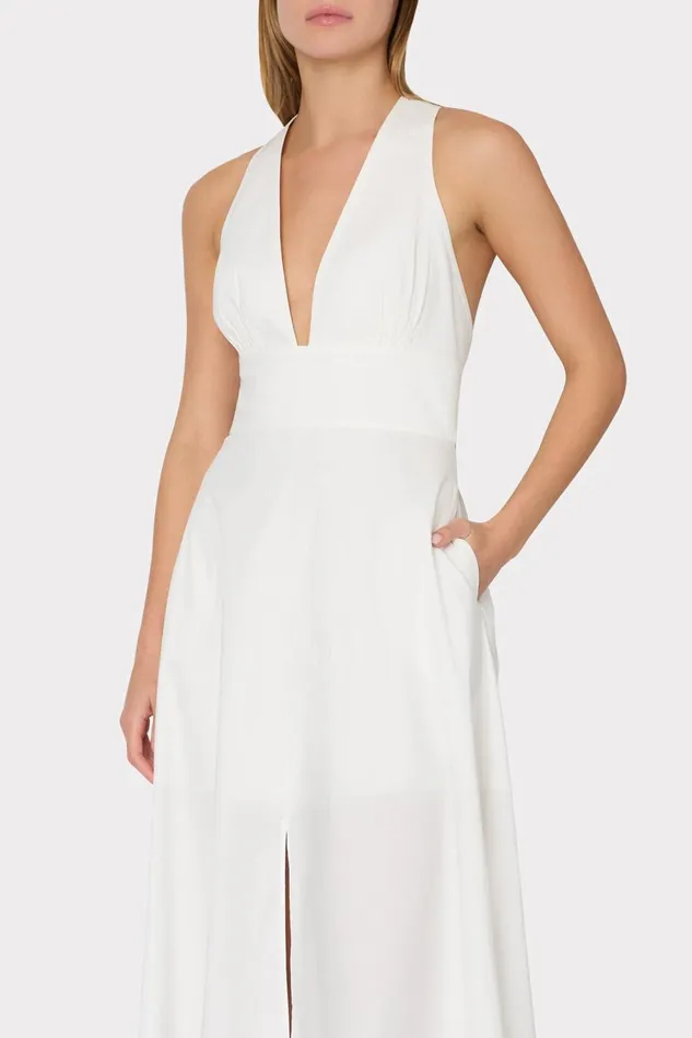 Women Swim and Coverups Milly Catarina Poplin Maxi Dress White
