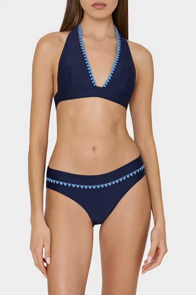 Women Swim and Coverups Milly Crochet Stitch Bikini Bottom Navyblue