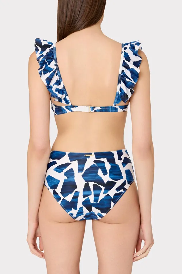 Women Swim and Coverups Milly Ocean Puzzle Tie Bikini Bottom Navy Multi