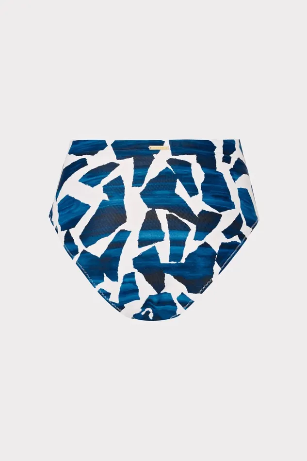 Women Swim and Coverups Milly Ocean Puzzle Tie Bikini Bottom Navy Multi