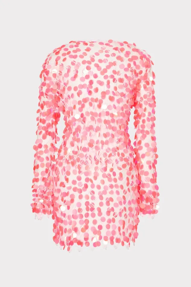 Women Swim and Coverups Milly Sequin Crochet Mini Dress Pinkwhite