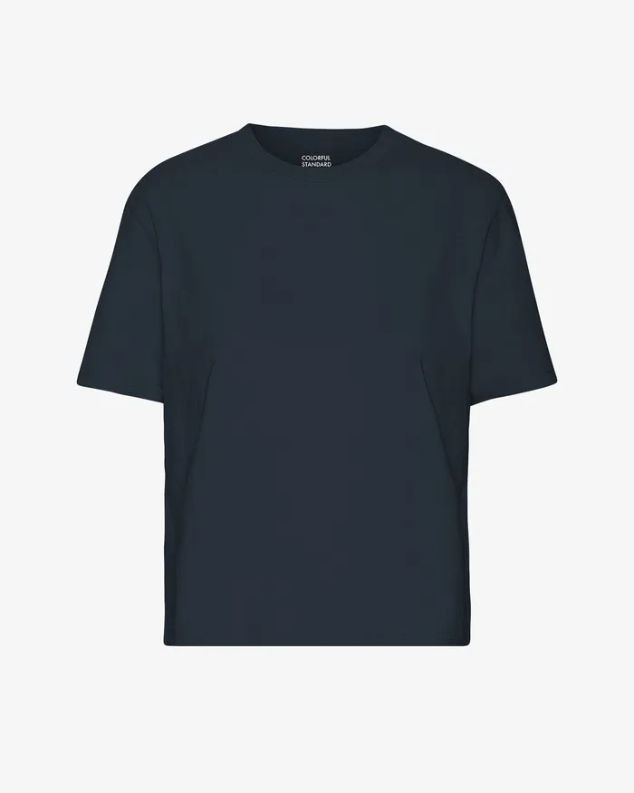 Women TShirts Colorfulstandard Organic Boxy Crop Tee 8211 Navy Blue