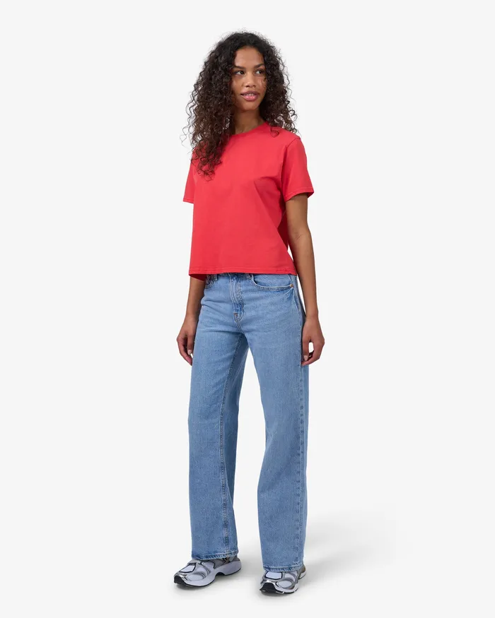 Women TShirts Colorfulstandard Organic Boxy Crop Tee 8211 Navy Blue