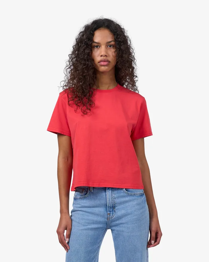 Women TShirts Colorfulstandard Organic Boxy Crop Tee 8211 Navy Blue