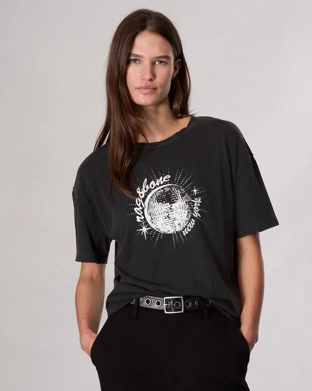 Women TShirts Rag and Bone Disco Boyfriend TShirt Black Multi