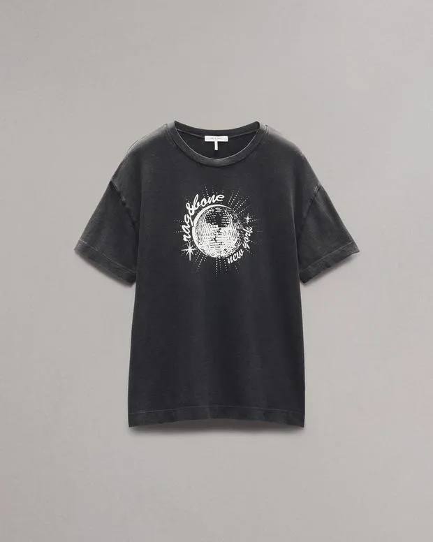 Women TShirts Rag and Bone Disco Boyfriend TShirt Black Multi