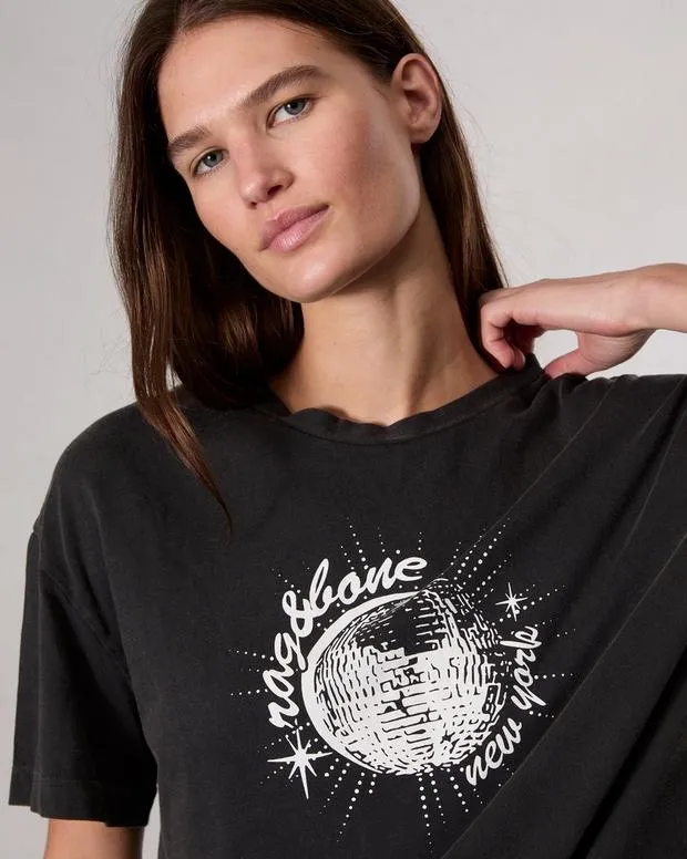 Women TShirts Rag and Bone Disco Boyfriend TShirt Black Multi