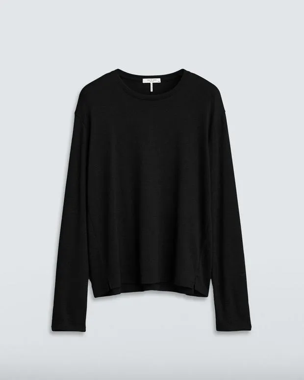 Women TShirts Rag and Bone The Knit Long Sleeve Tee Black