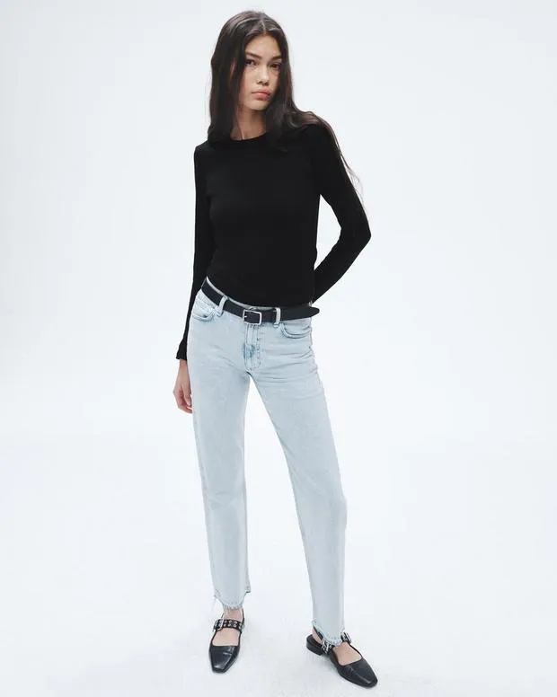 Women TShirts Rag and Bone The Knit Long Sleeve Tee Black