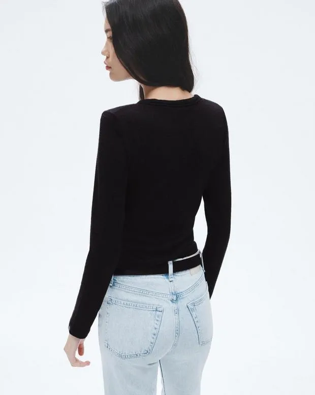 Women TShirts Rag and Bone The Knit Long Sleeve Tee Black