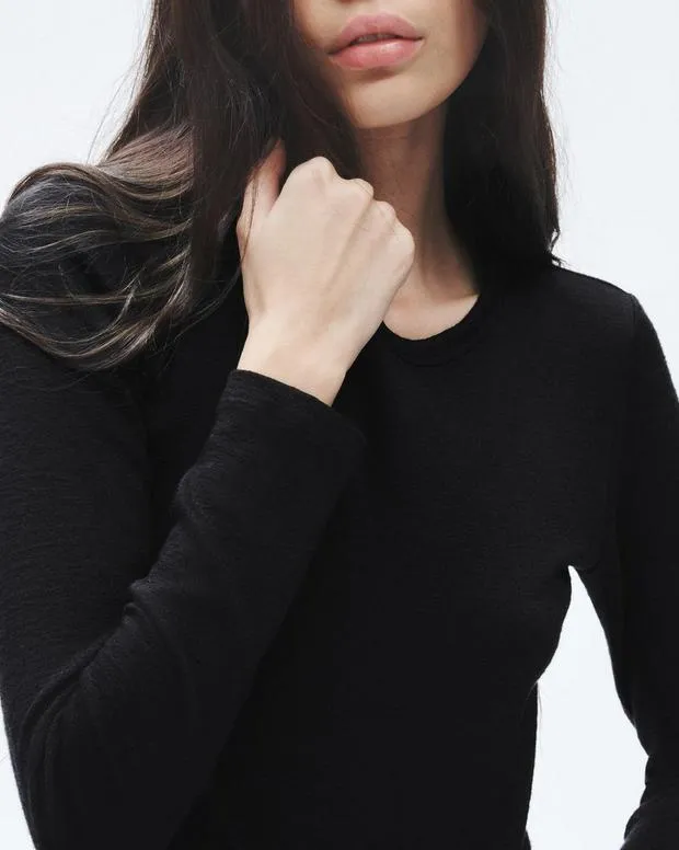 Women TShirts Rag and Bone The Knit Long Sleeve Tee Black