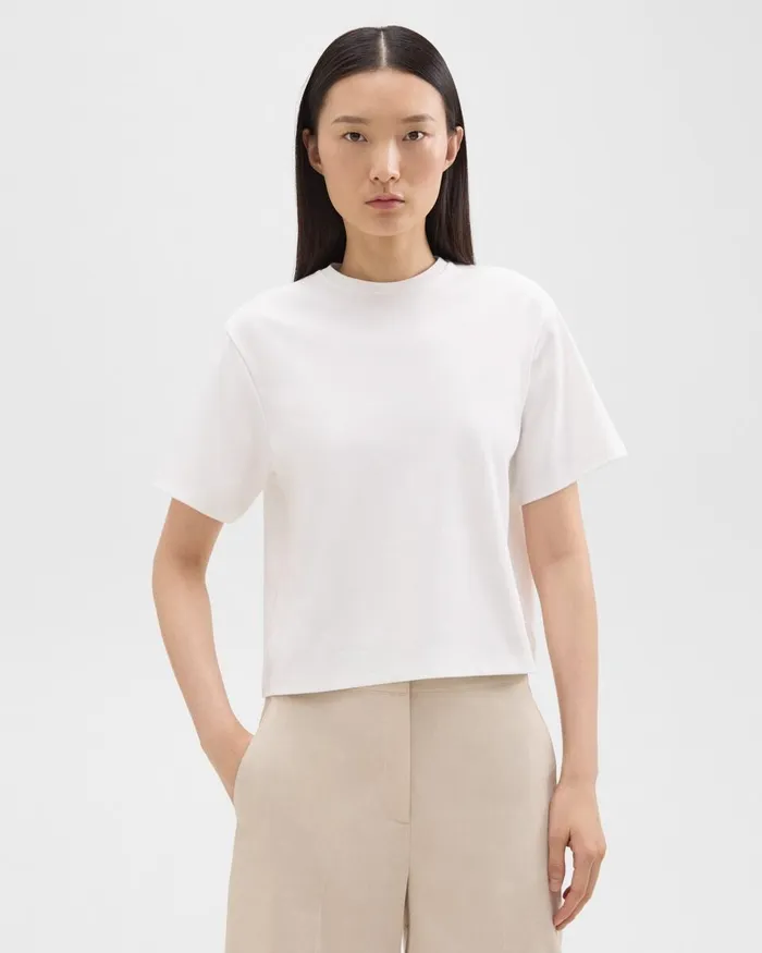 Women TShirts Tank Tops Theory Boxy Tee In Cotton Jersey White