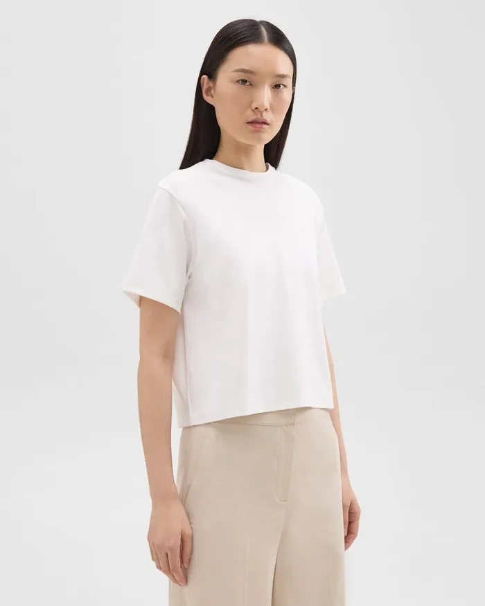 Women TShirts Tank Tops Theory Boxy Tee In Cotton Jersey White