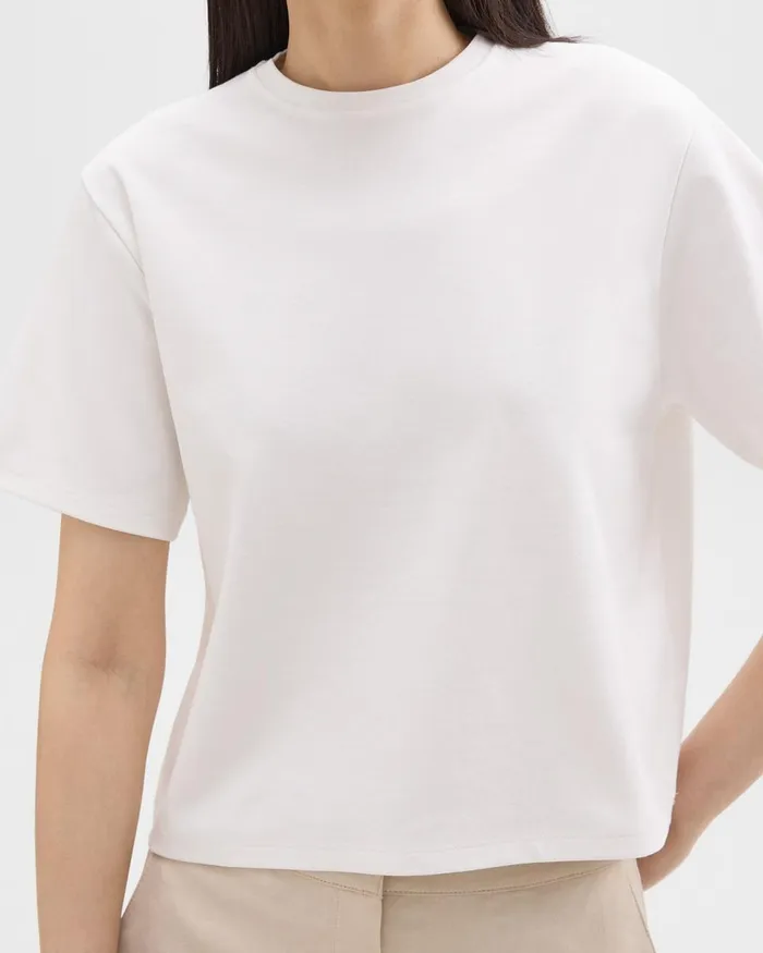 Women TShirts Tank Tops Theory Boxy Tee In Cotton Jersey White