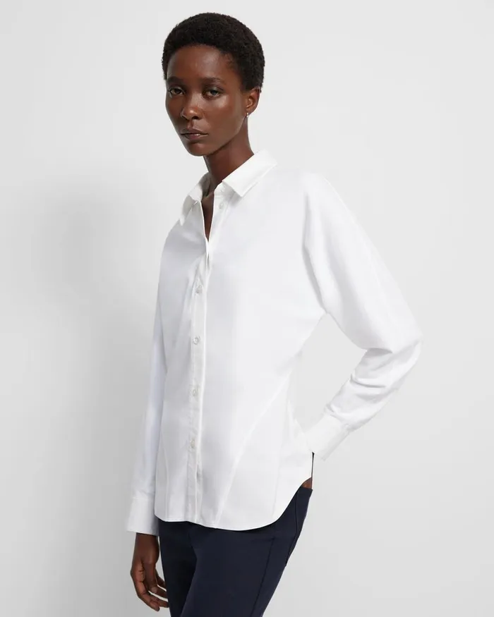 Women TShirts Tank Tops Theory Cinched Shirt In Cotton Jersey White