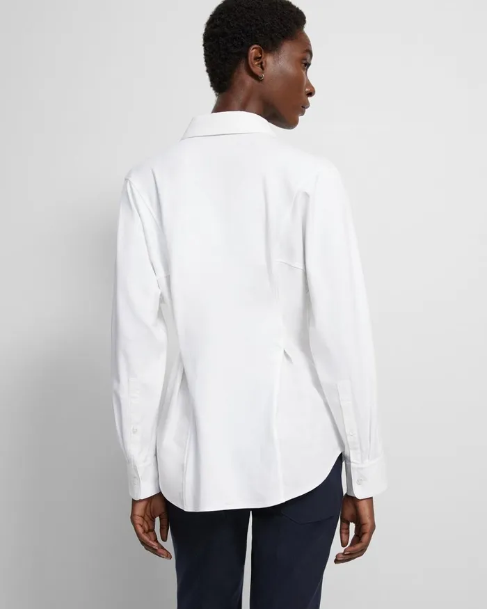 Women TShirts Tank Tops Theory Cinched Shirt In Cotton Jersey White