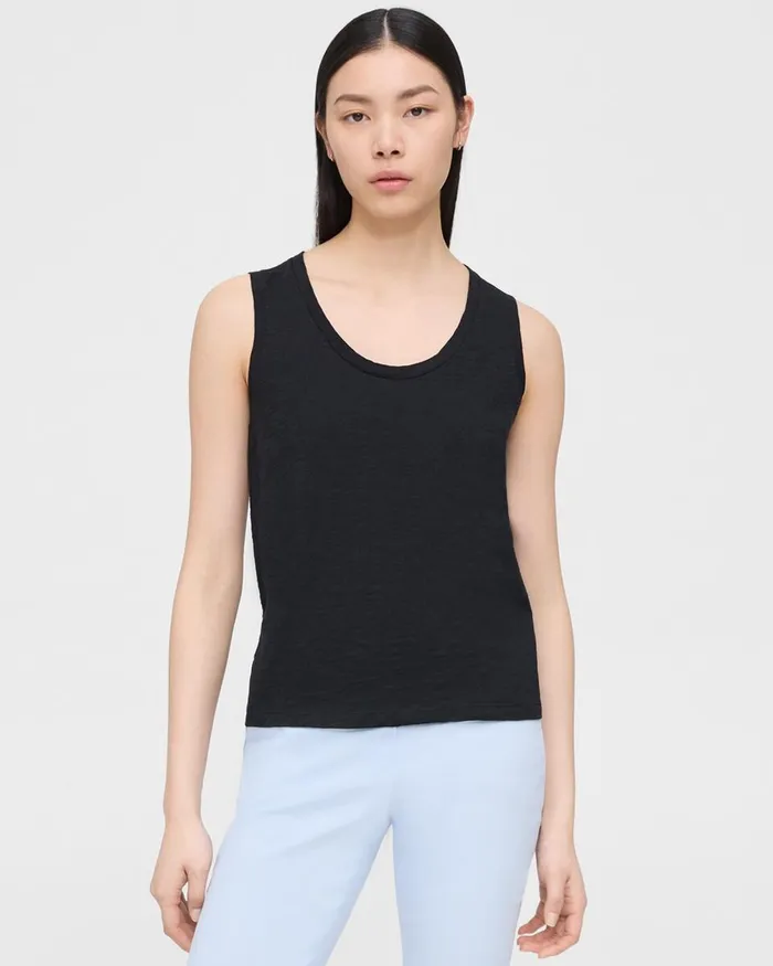 Women TShirts Tank Tops Theory Easy Tank Top In Organic Slub Cotton Black