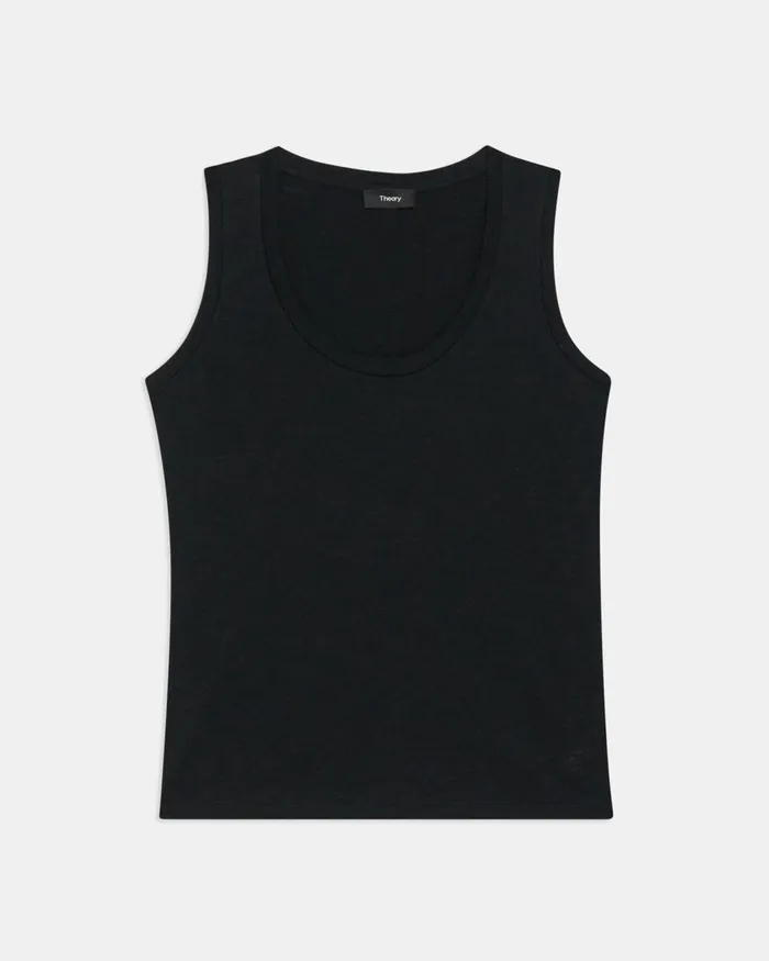 Women TShirts Tank Tops Theory Easy Tank Top In Organic Slub Cotton Black