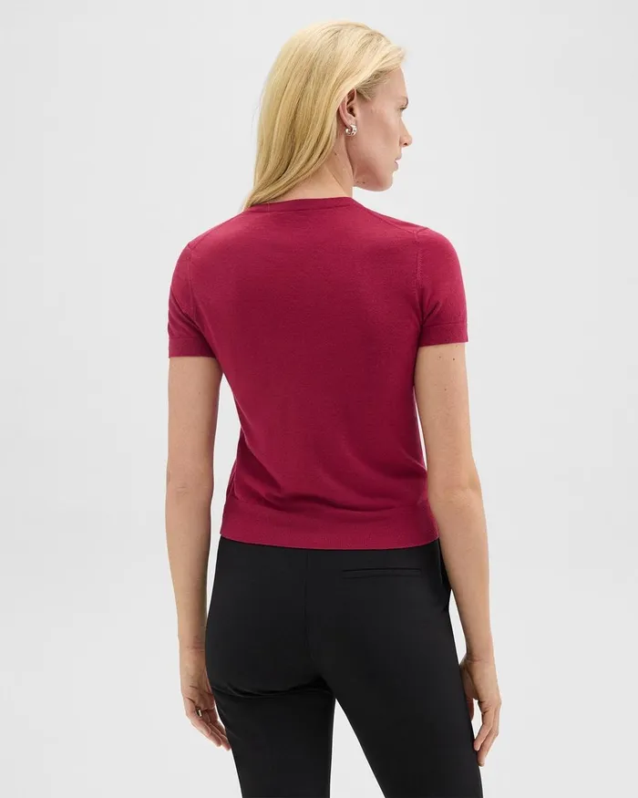 Women TShirts Tank Tops Theory Sweater Tee In Regal Wool Deep Rose