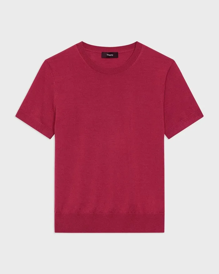 Women TShirts Tank Tops Theory Sweater Tee In Regal Wool Deep Rose