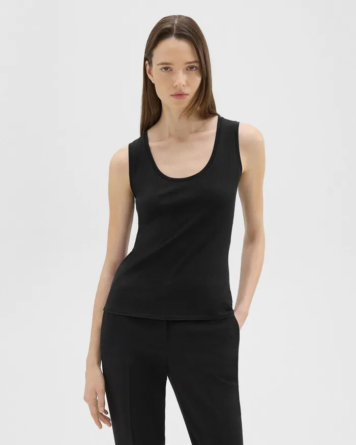 Women TShirts Tank Tops Theory Tiny Tank In Organic Cotton Black