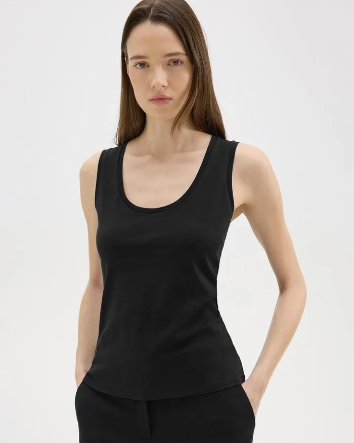 Women TShirts Tank Tops Theory Tiny Tank In Organic Cotton Black