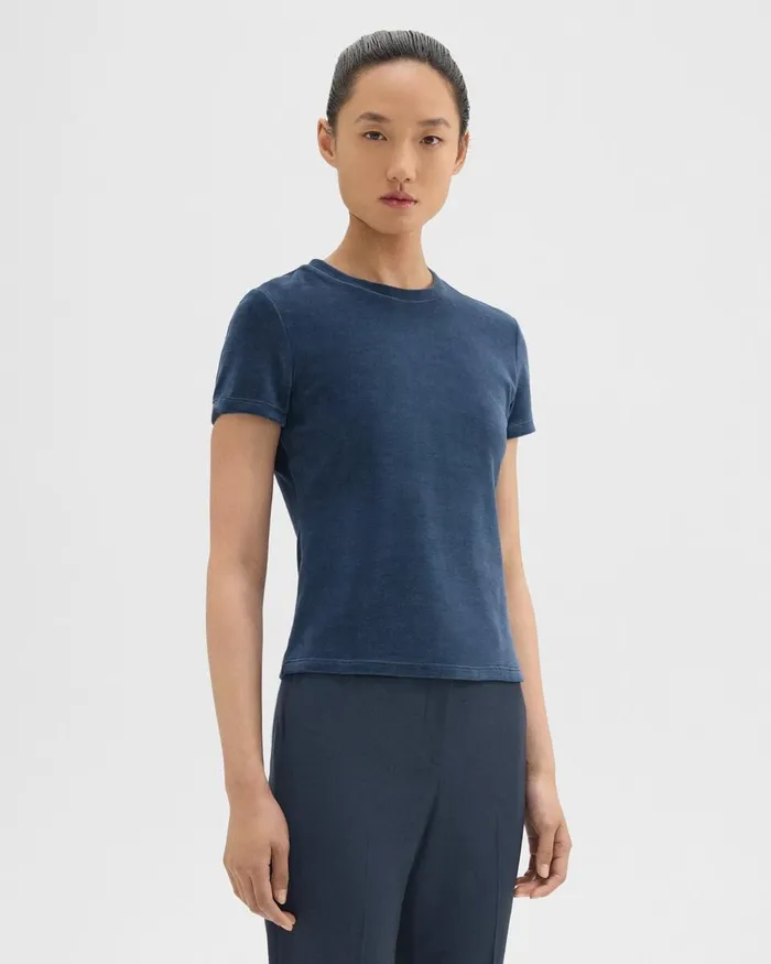 Women TShirts Tank Tops Theory Tiny Tee In Velour Nocturne Navy