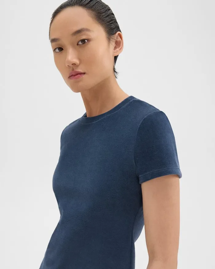 Women TShirts Tank Tops Theory Tiny Tee In Velour Nocturne Navy