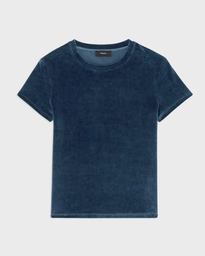 Women TShirts Tank Tops Theory Tiny Tee In Velour Nocturne Navy