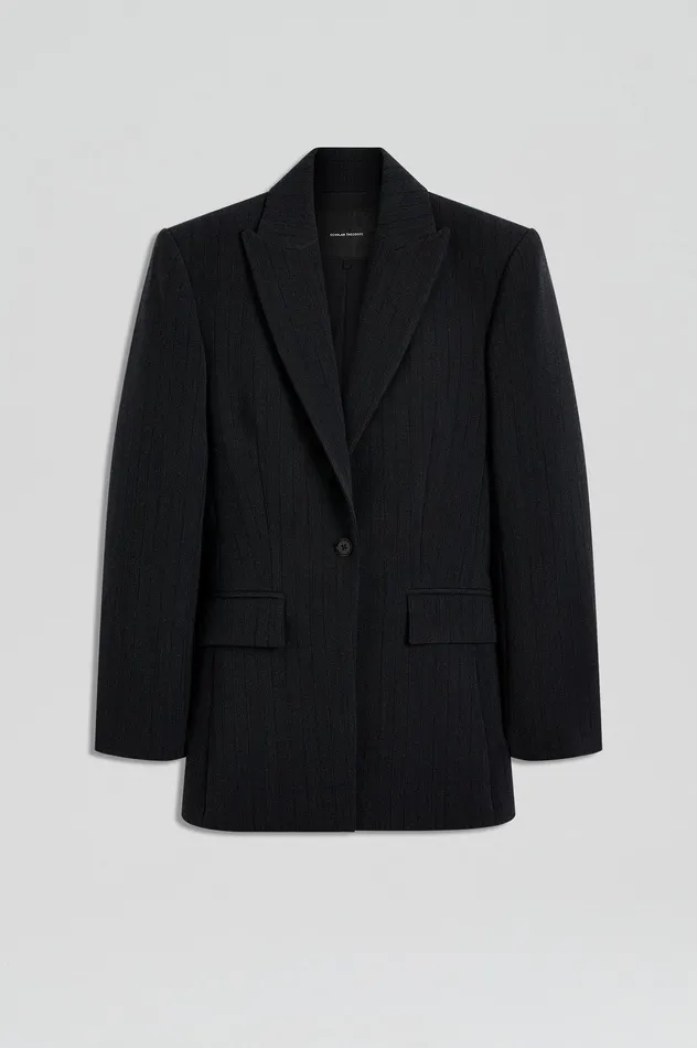 Women TAILORED STRIPE JACKET CHARCOAL Jackets Scanlan Theodore Women TAILORED STRIPE JACKET CHARCOAL Jackets Scanlan Theodore