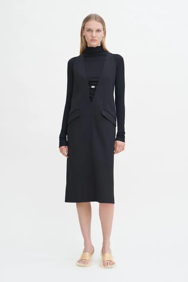 Women Tailored Wool VNeck Dress Black Filippa K Dresses