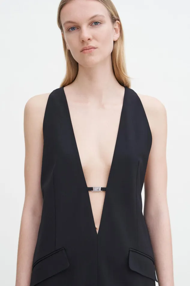 Women Tailored Wool VNeck Dress Black Filippa K Dresses