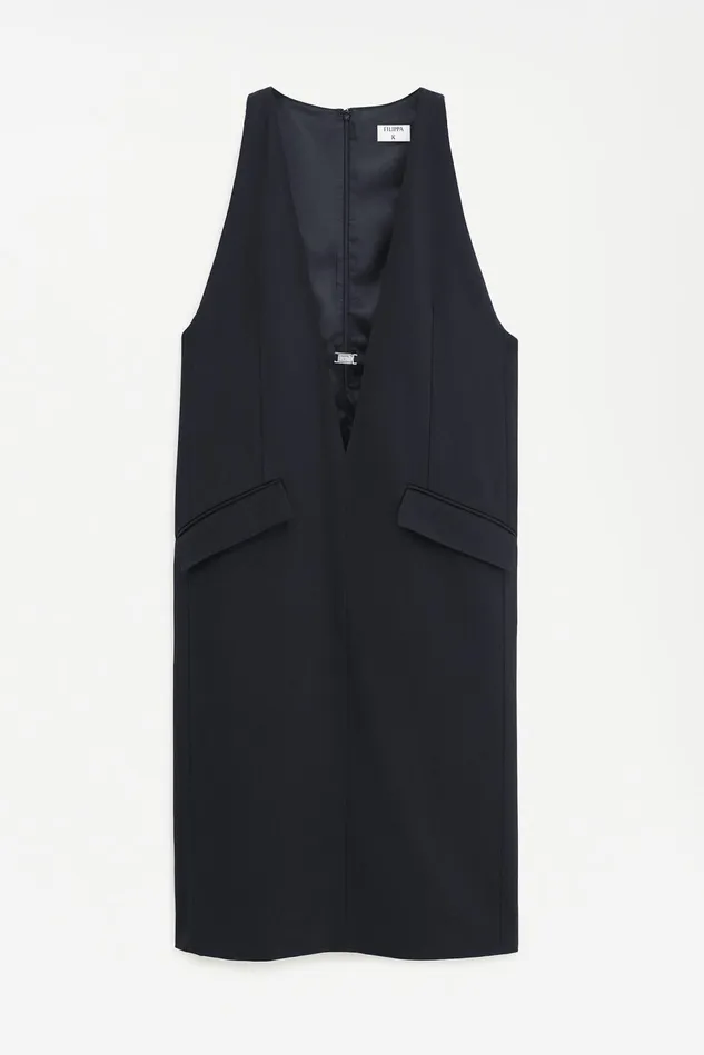 Women Tailored Wool VNeck Dress Black Filippa K Dresses