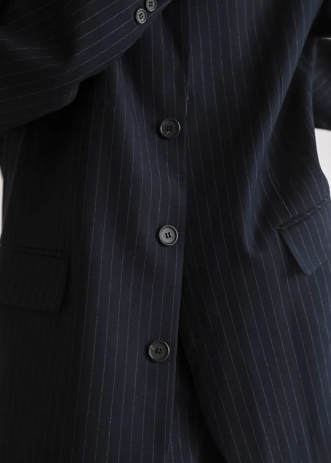 Women Tansy Oversized Blazer 8211 Navy Pinstripe The Frankie Shop Outerwear