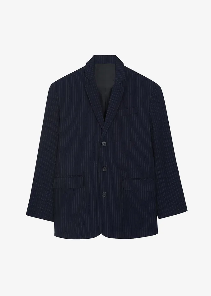 Women Tansy Oversized Blazer 8211 Navy Pinstripe The Frankie Shop Outerwear