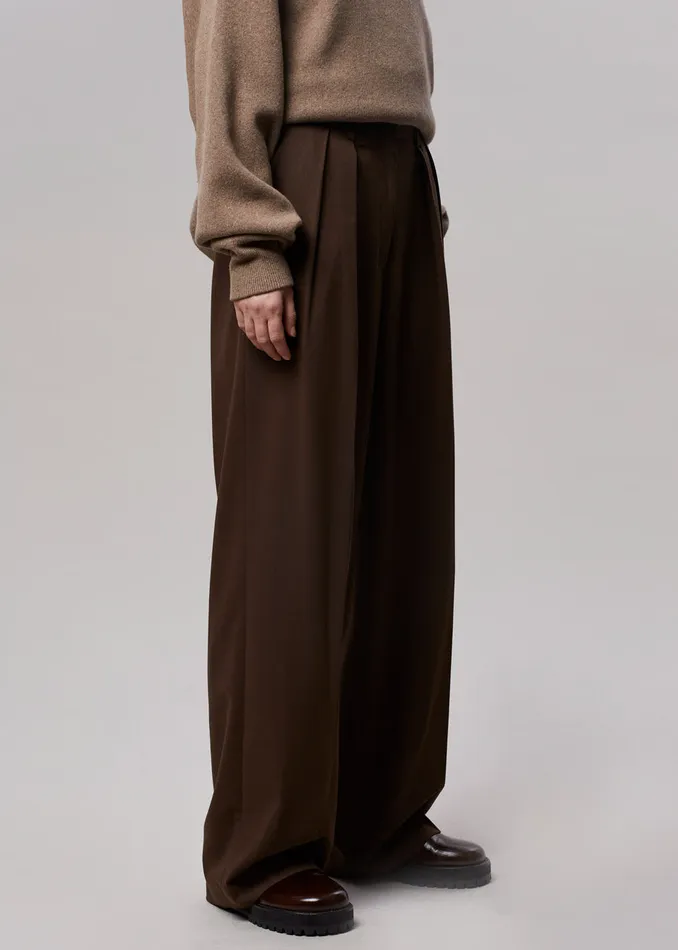 Women Tansy Pleated Trousers 8211 Chocolate The Frankie Shop Bottoms