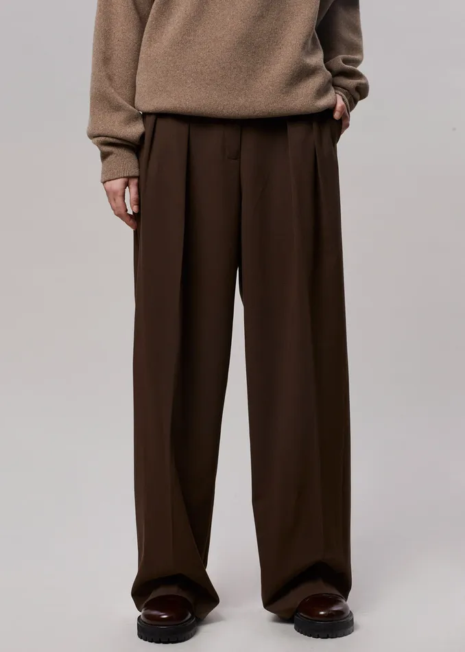 Women Tansy Pleated Trousers 8211 Chocolate The Frankie Shop Bottoms