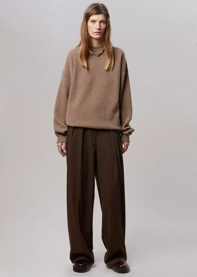 Women Tansy Pleated Trousers 8211 Chocolate The Frankie Shop Bottoms