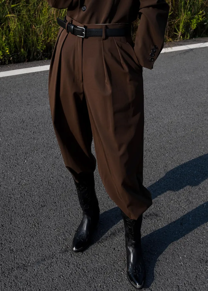 Women Tansy Pleated Trousers 8211 Chocolate The Frankie Shop Bottoms