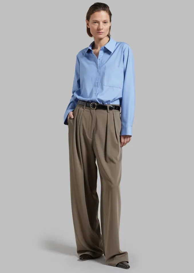 Women Tansy Pleated Trousers 8211 Olive The Frankie Shop Bottoms