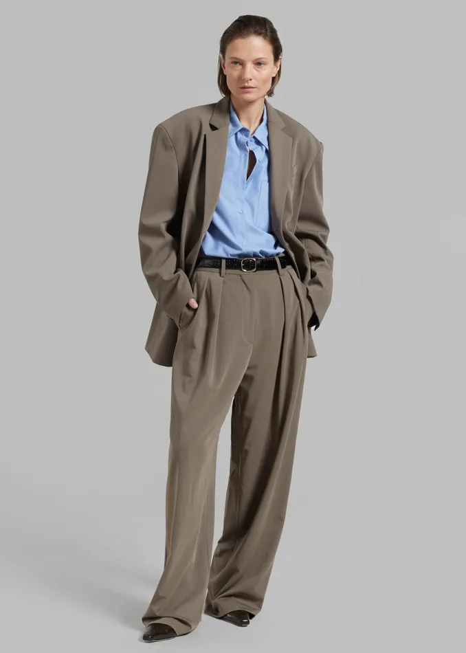 Women Tansy Pleated Trousers 8211 Olive The Frankie Shop Bottoms