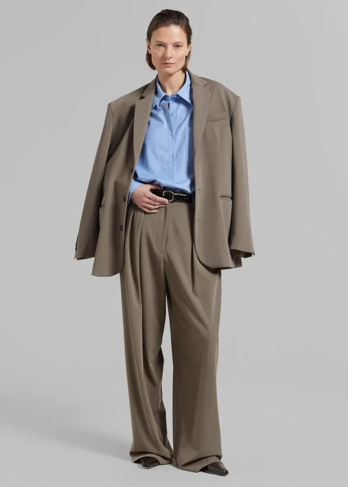 Women Tansy Pleated Trousers 8211 Olive The Frankie Shop Bottoms