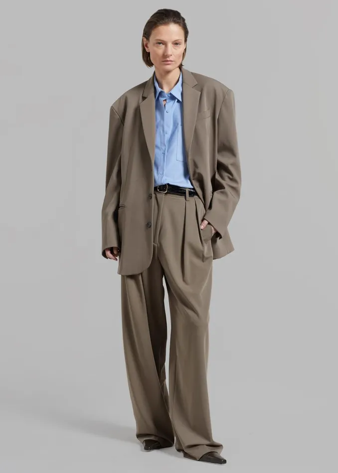Women Tansy Pleated Trousers 8211 Olive The Frankie Shop Bottoms