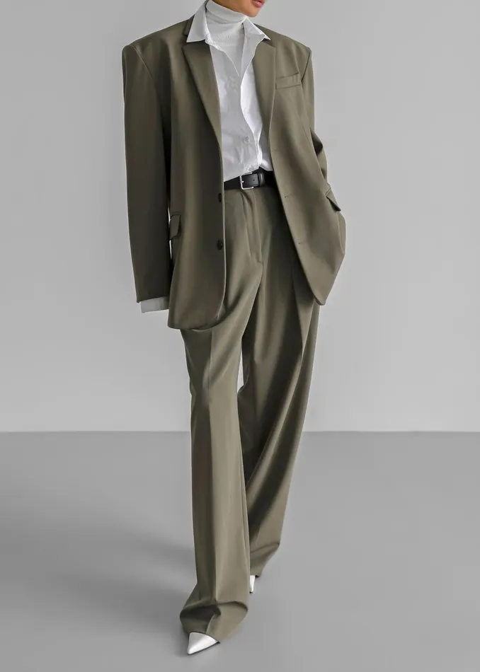 Women Tansy Pleated Trousers 8211 Olive The Frankie Shop Bottoms