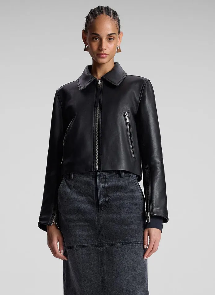 Women Tatum Leather Jacket Black ALC Jackets and Coats
