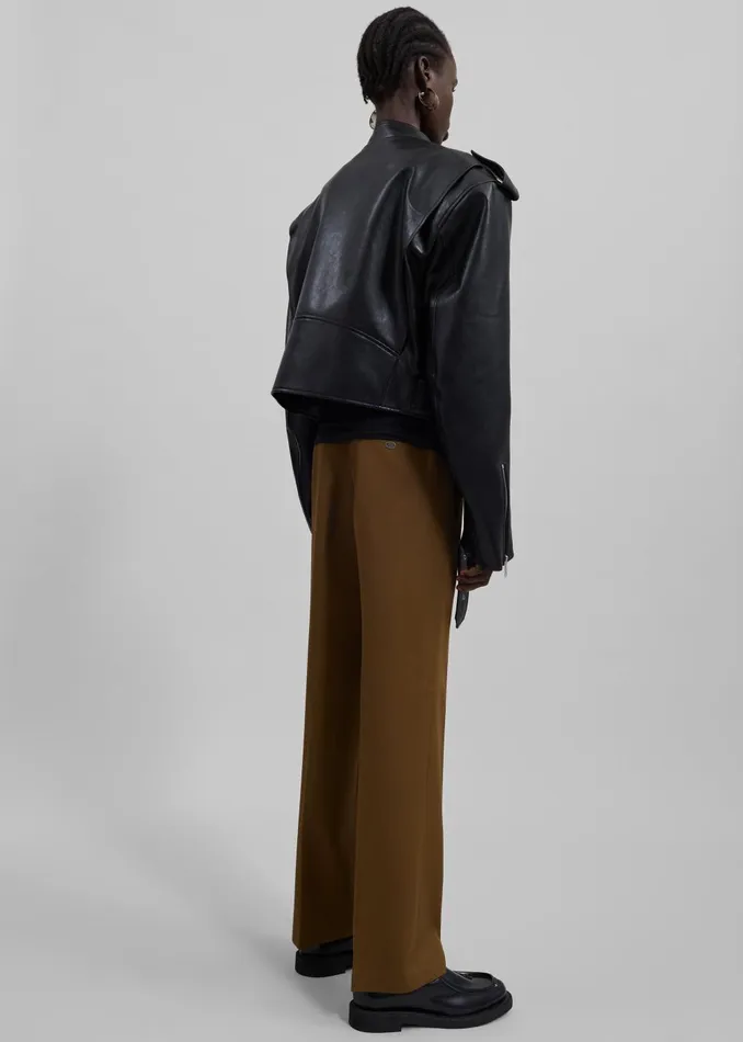 Women Teagan Boxy Faux Leather Jacket 8211 Black The Frankie Shop Outerwear