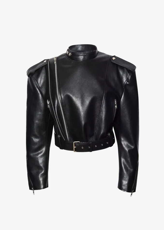 Women Teagan Boxy Faux Leather Jacket 8211 Black The Frankie Shop Outerwear