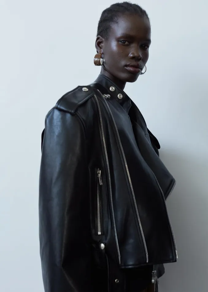 Women Teagan Boxy Faux Leather Jacket 8211 Black The Frankie Shop Outerwear