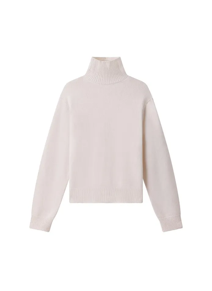 Women Teddy Cashmere Turtleneck Sweater Natural ALC Knitwear